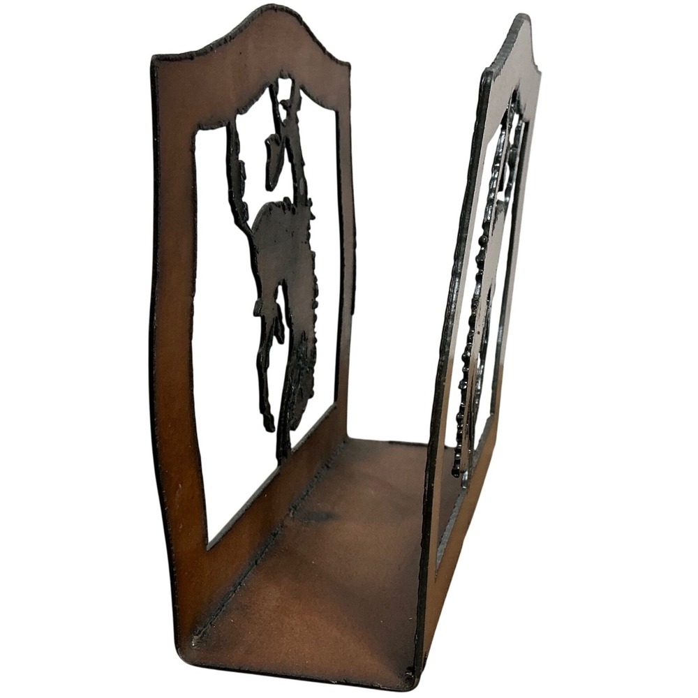 Rustic Metal Western‎ Bronc Rider Napkin Holder Table Decor - Picture 2 of 8